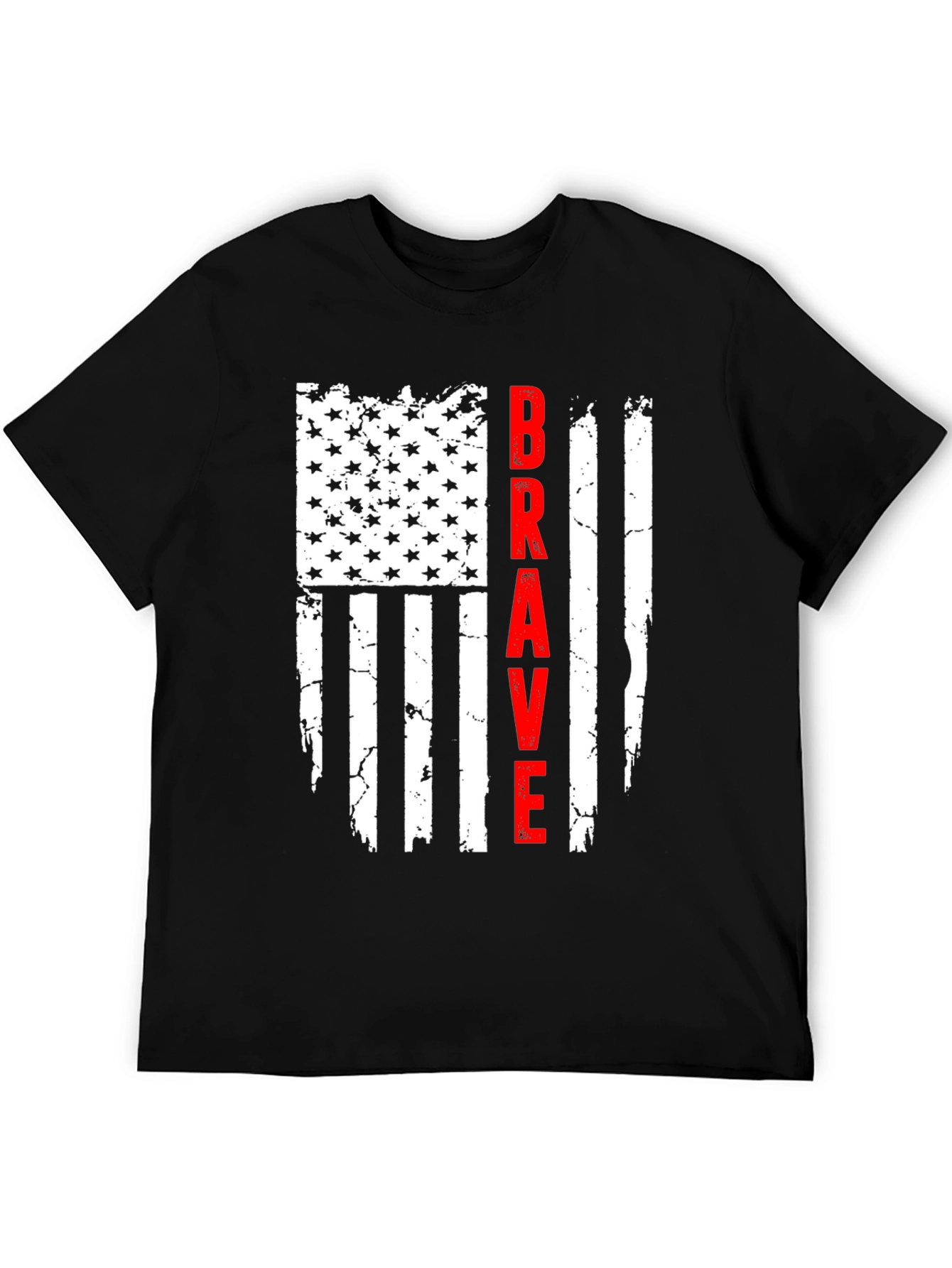 Brave American Flag Graphic Tee - Black