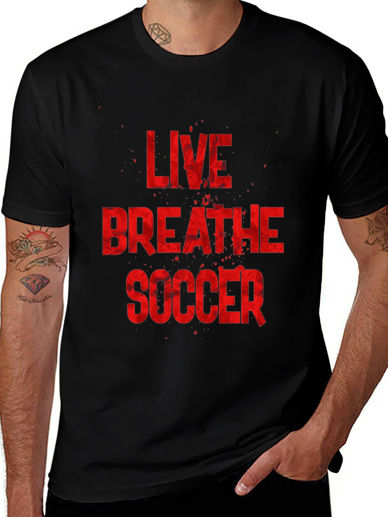 Live Breathe Soccer Graphic T-Shirt - Black Cotton Tee