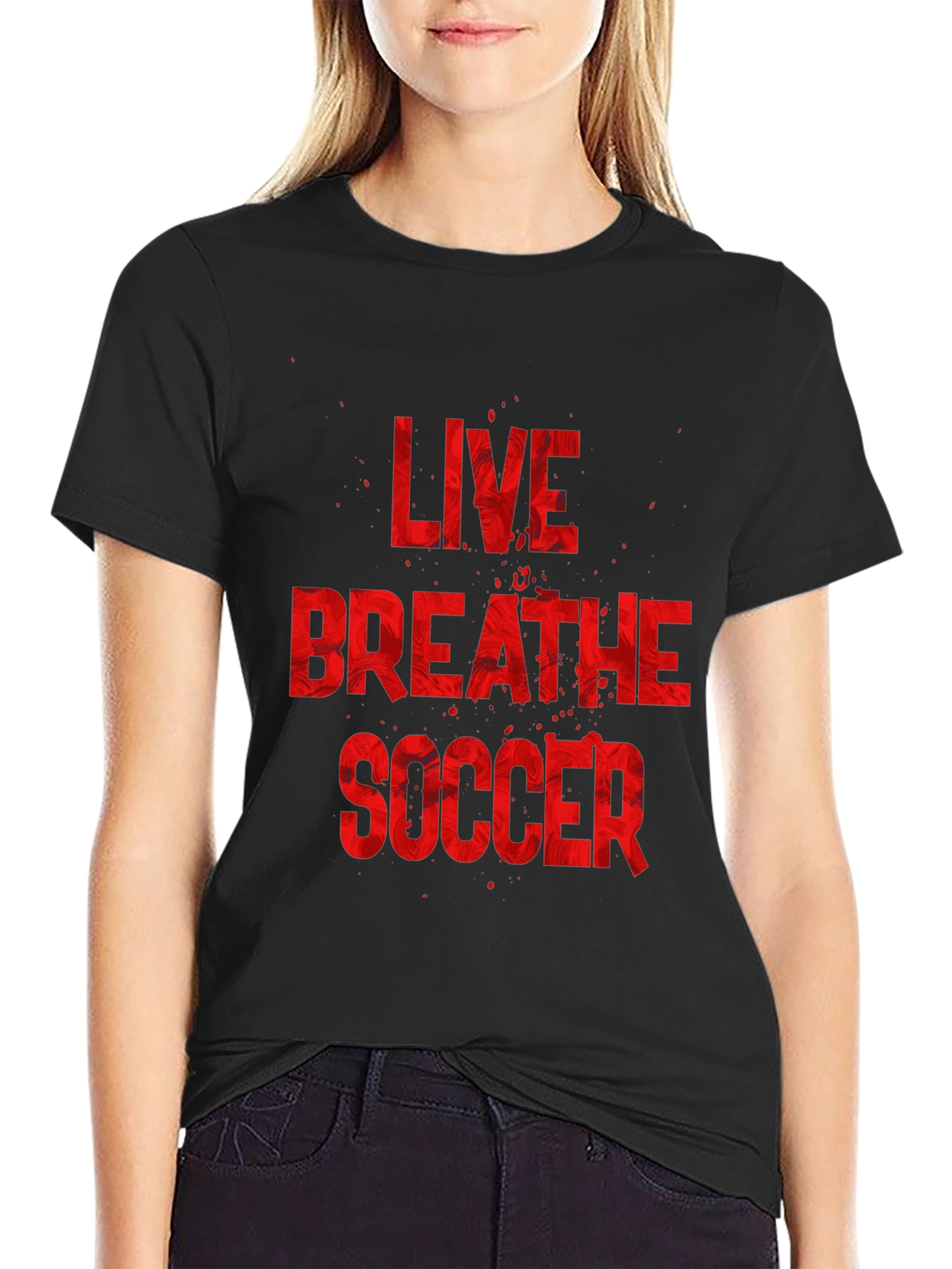 Live Breathe Soccer Graphic T-Shirt - Black Cotton Tee