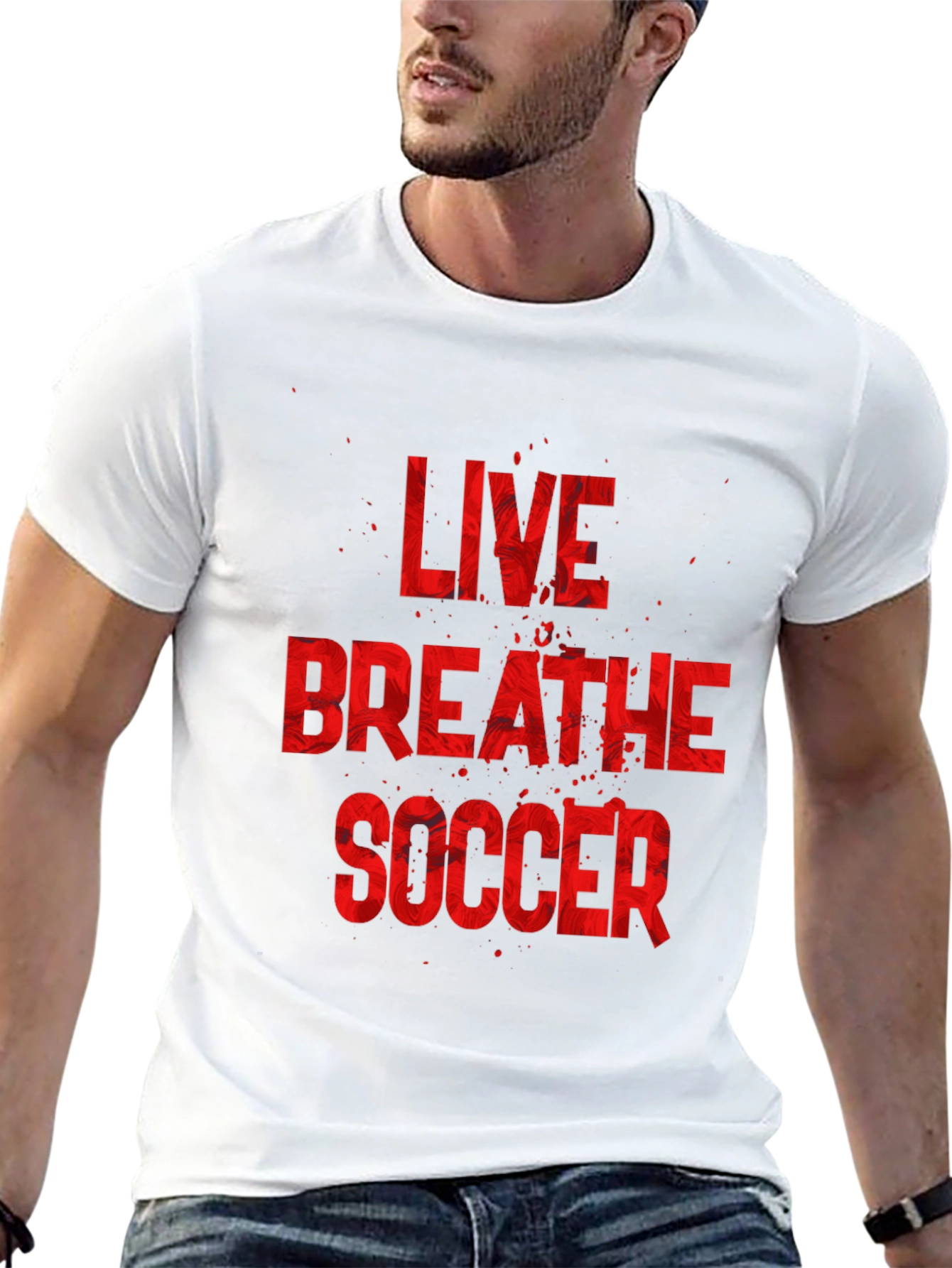 Live Breathe Soccer Graphic T-Shirt - Black Cotton Tee