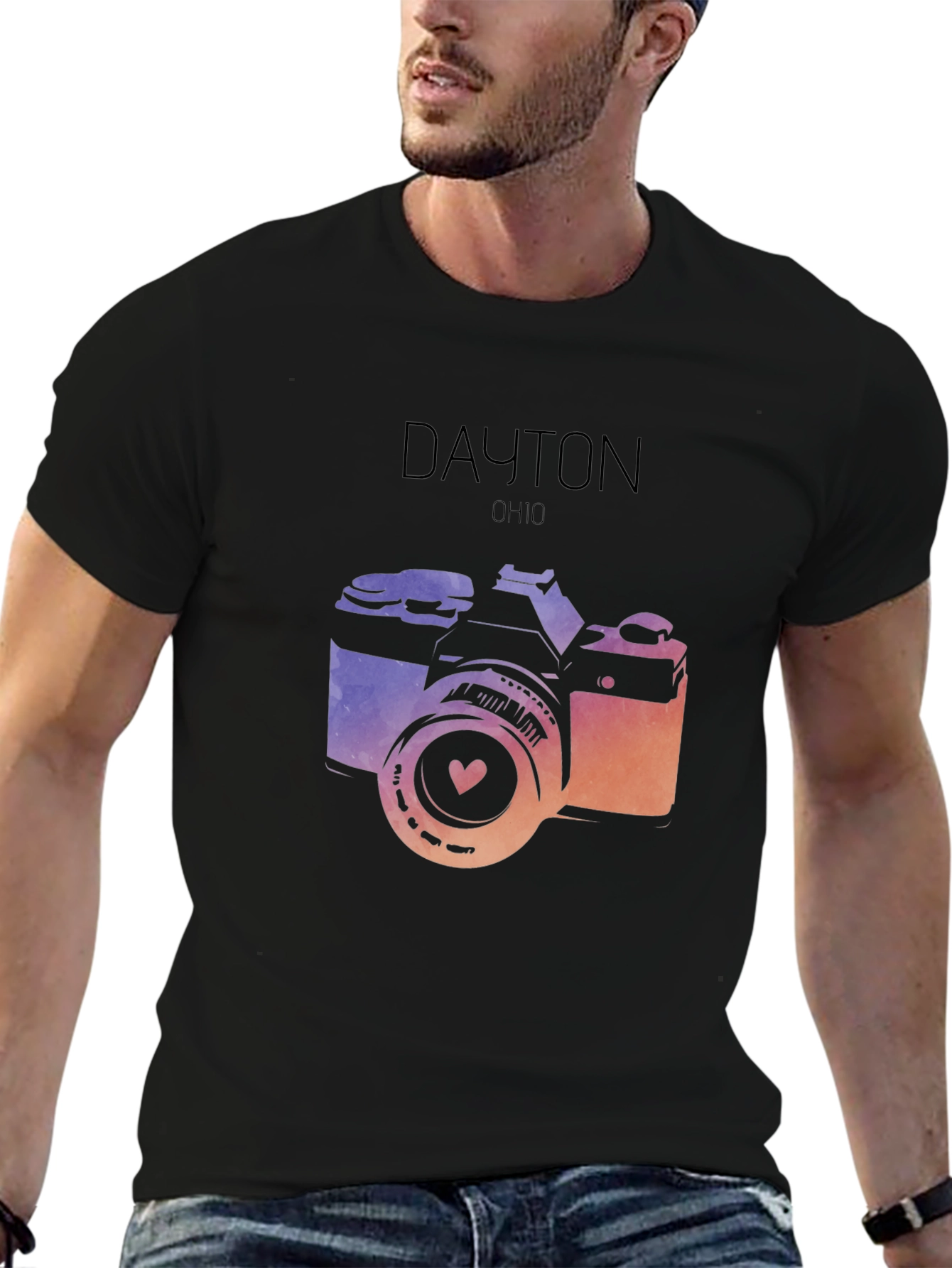 Dayton Ohio Camera Graphic Black T-Shirt