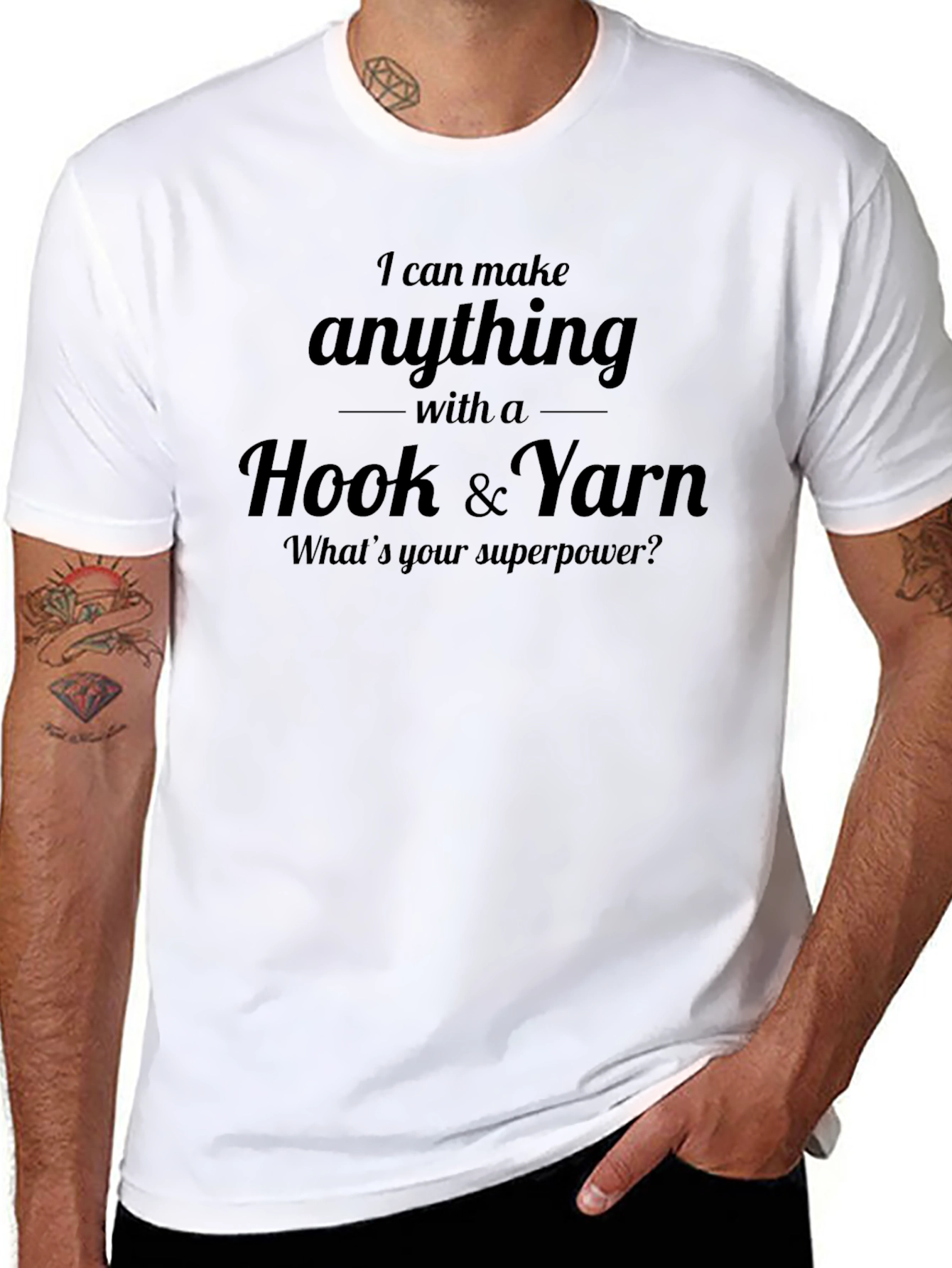 Hook & Yarn Superpower Black Graphic T-Shirt