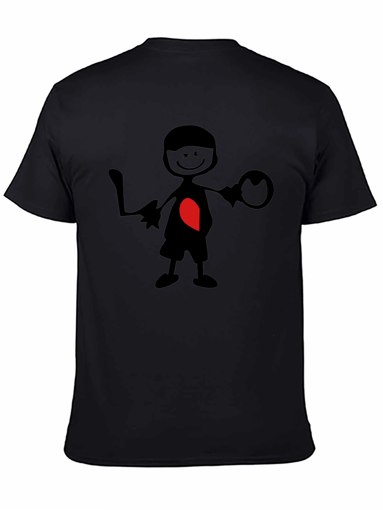 Heart Stick Figure Graphic Tee - Black