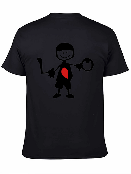Heart Stick Figure Graphic Tee - Black