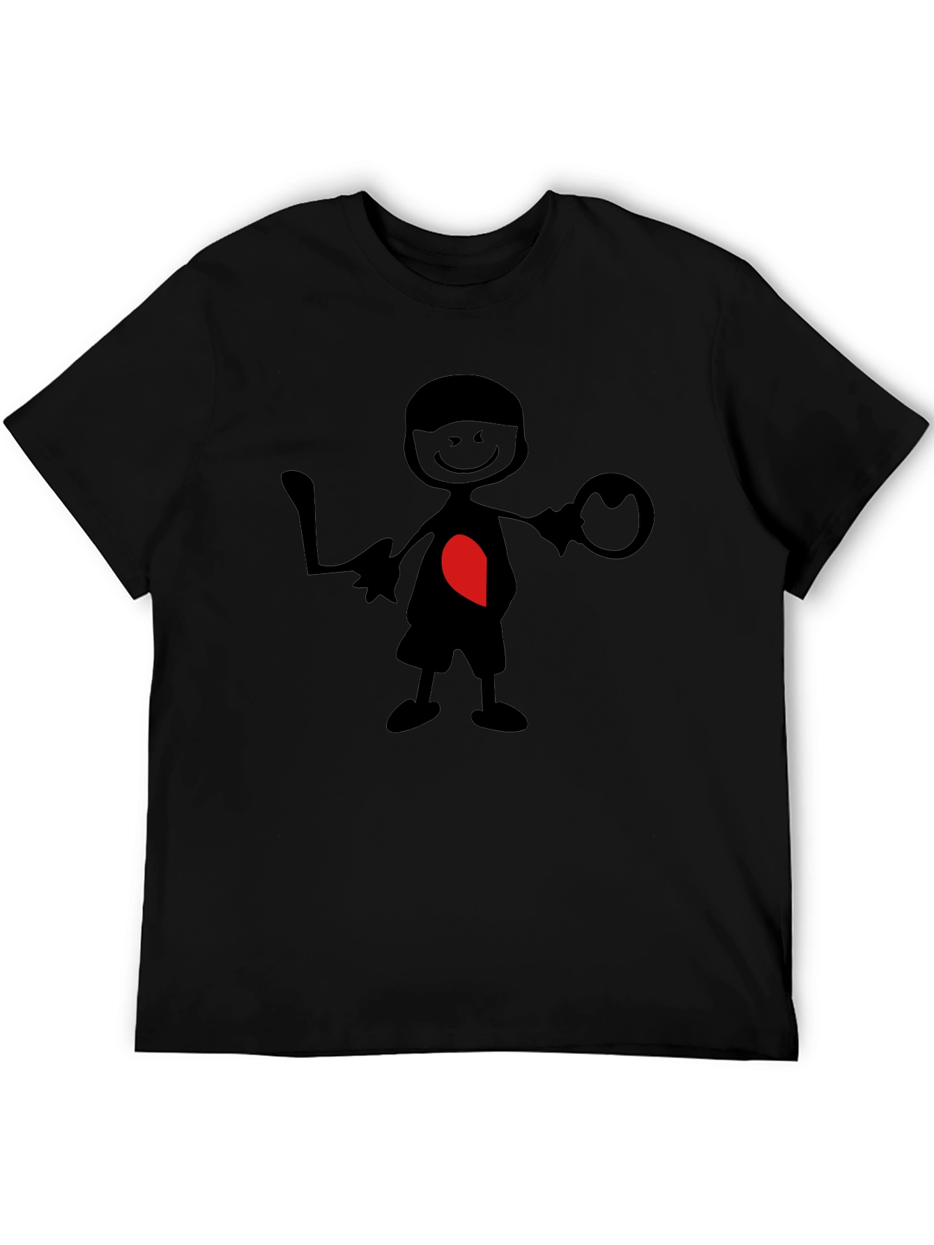 Heart Stick Figure Graphic Tee - Black