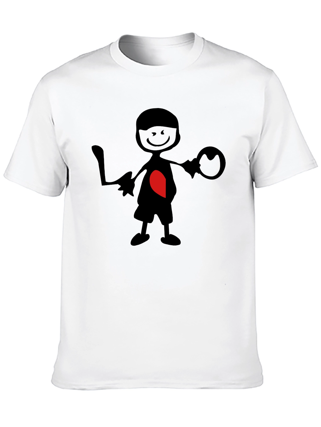 Heart Stick Figure Graphic Tee - Black