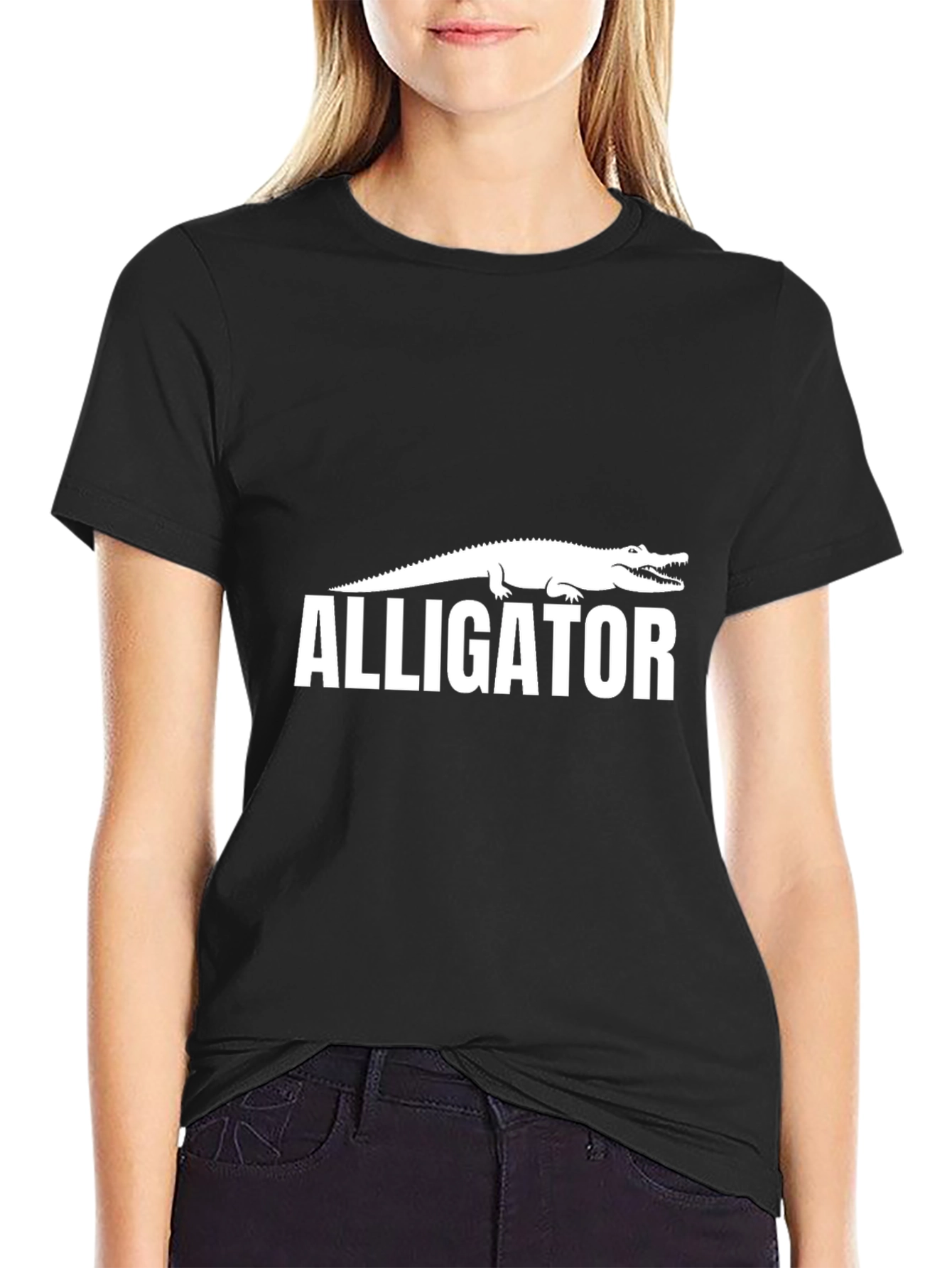 Alligator Graphic Tee - Stylish Black Cotton T-Shirt