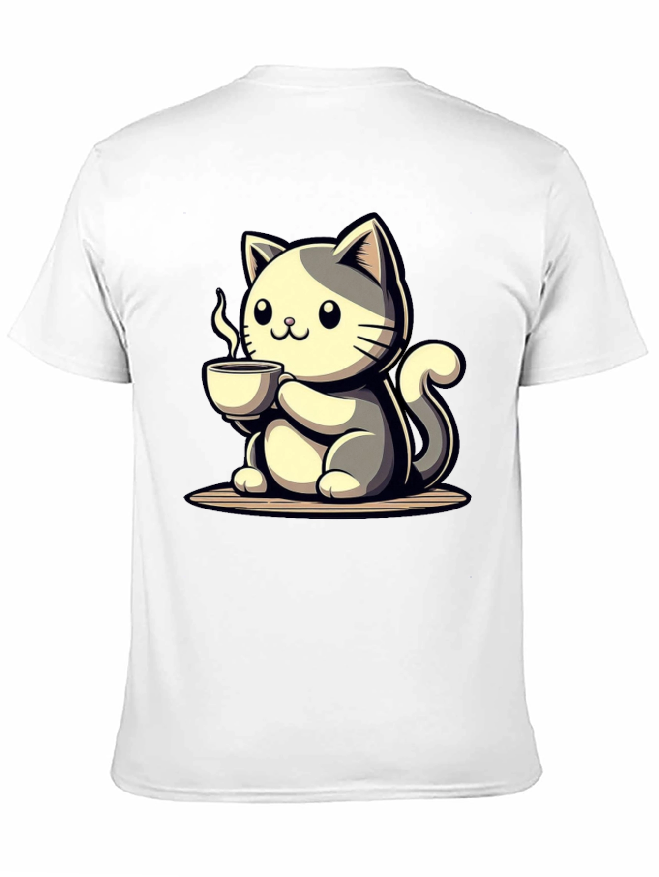 Cute Cat Drinking Coffee Graphic Tee