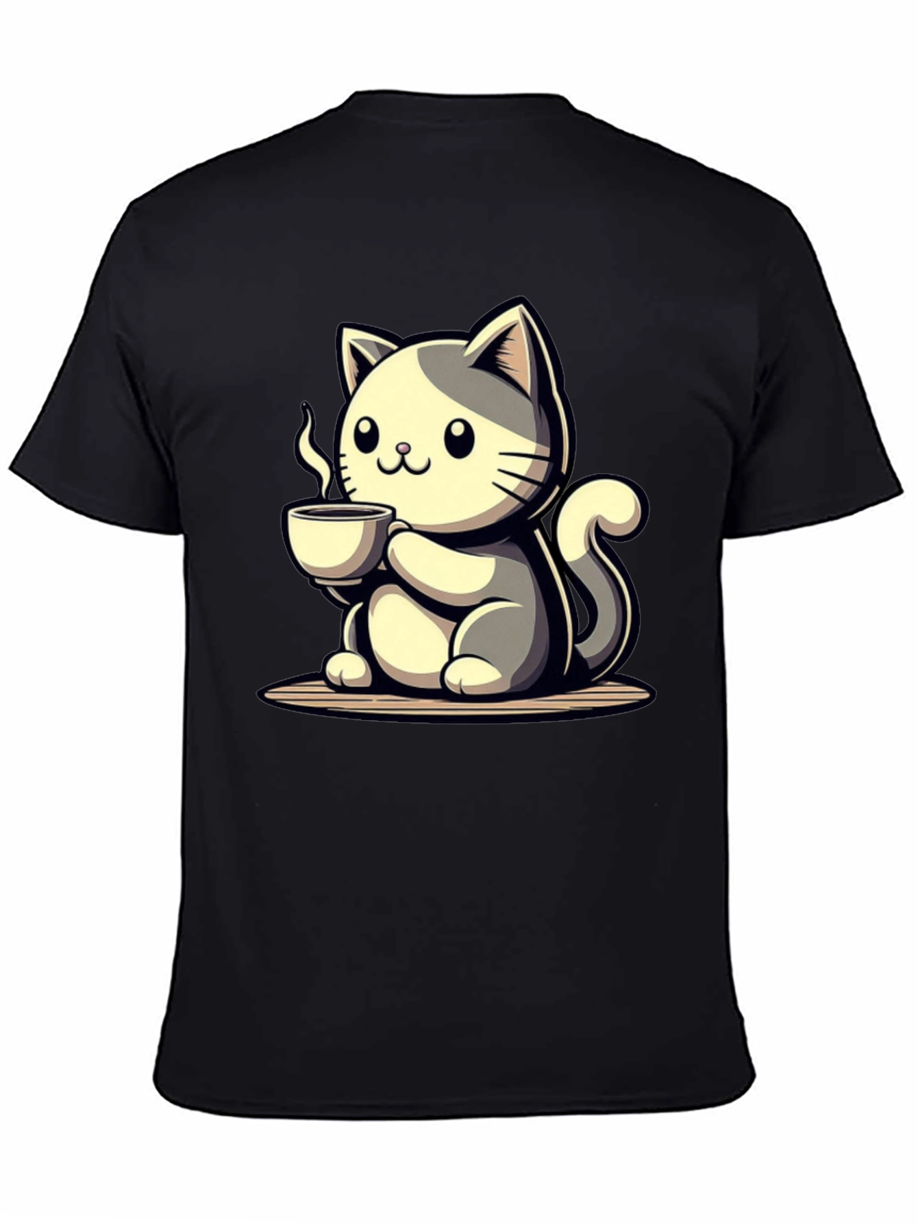 Cute Cat Drinking Coffee Graphic Tee