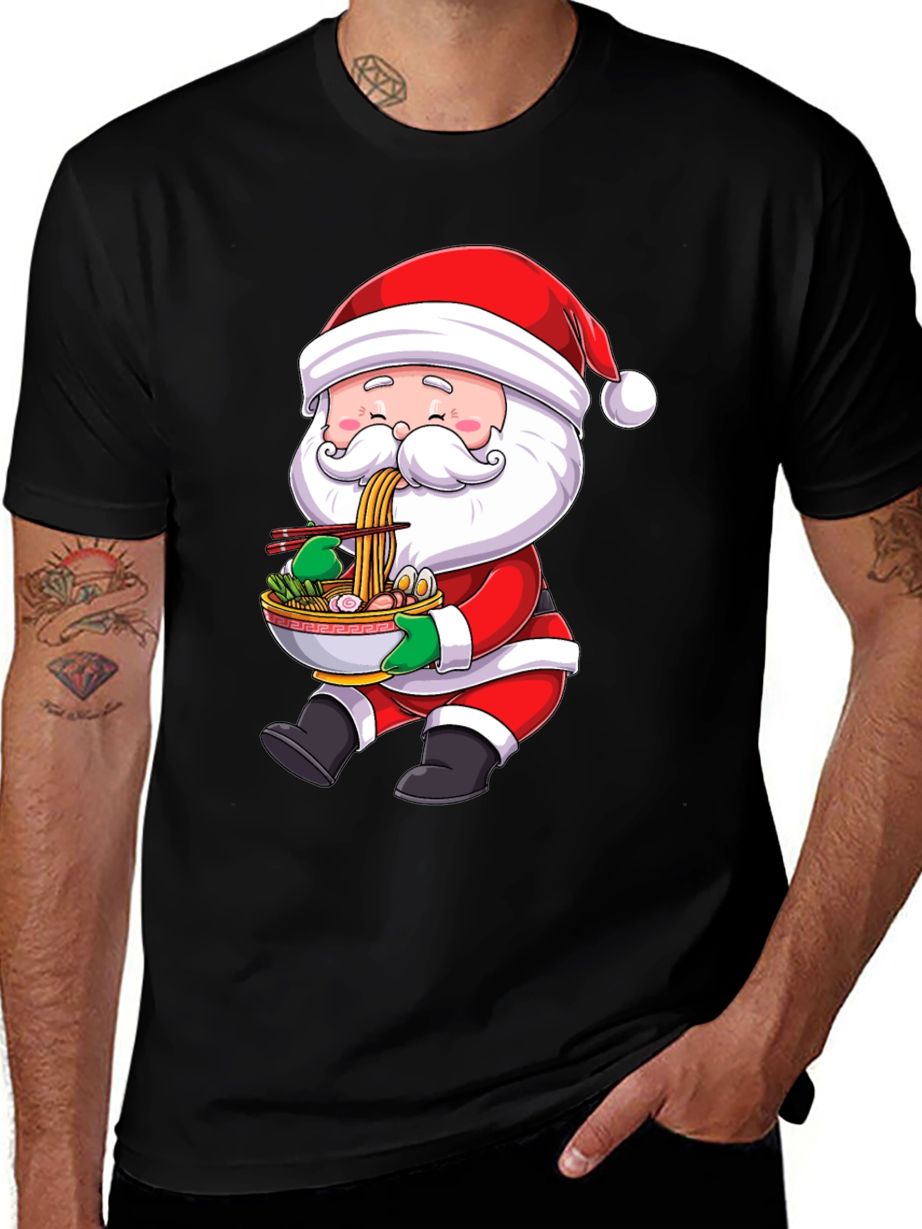 Santa Eating Ramen Graphic Tee