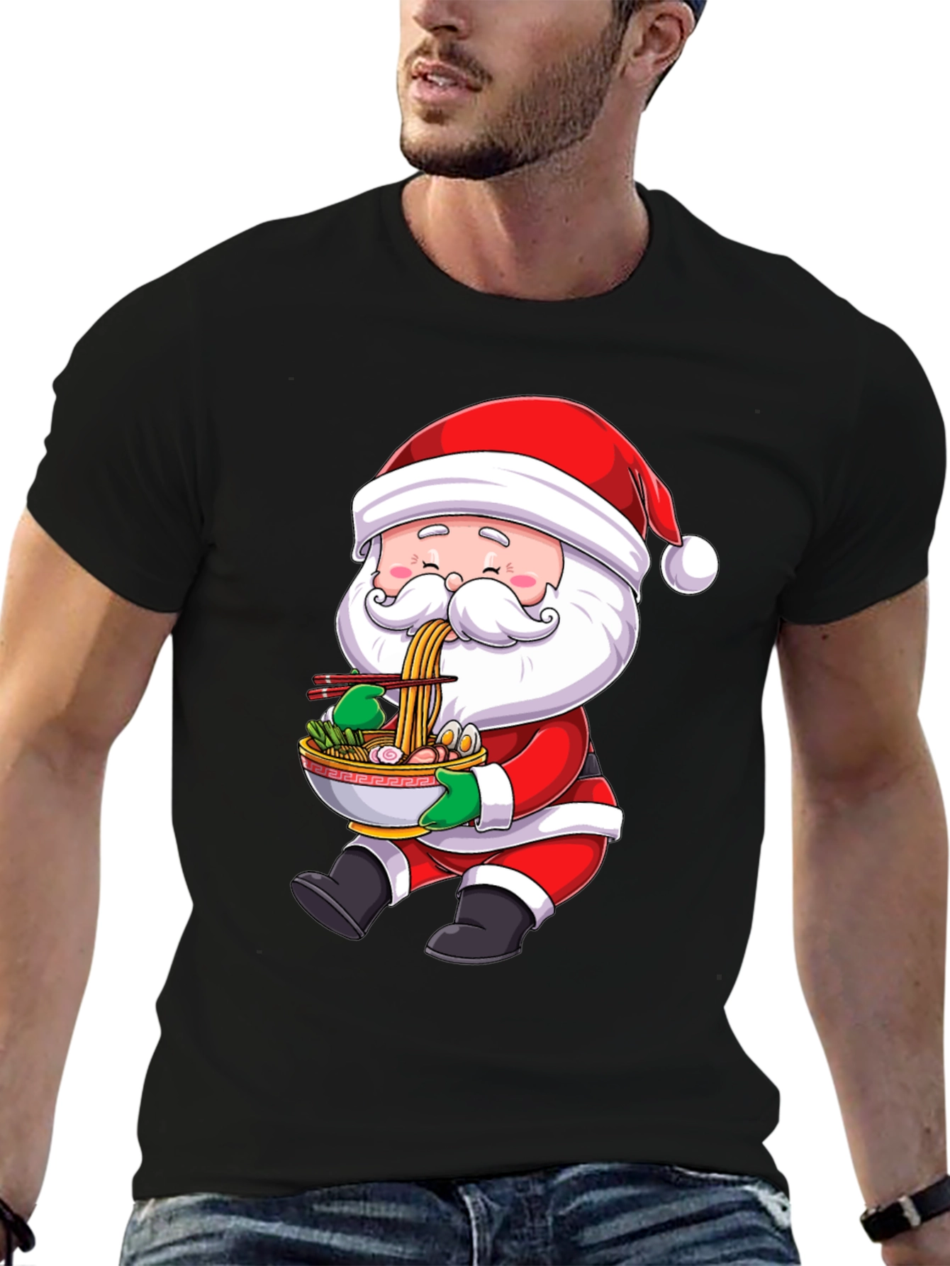 Santa Eating Ramen Graphic Tee