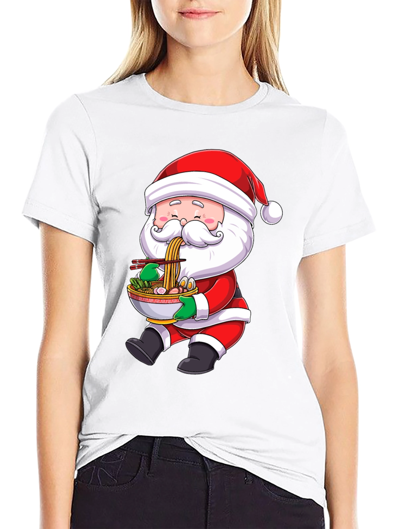 Santa Eating Ramen Graphic Tee