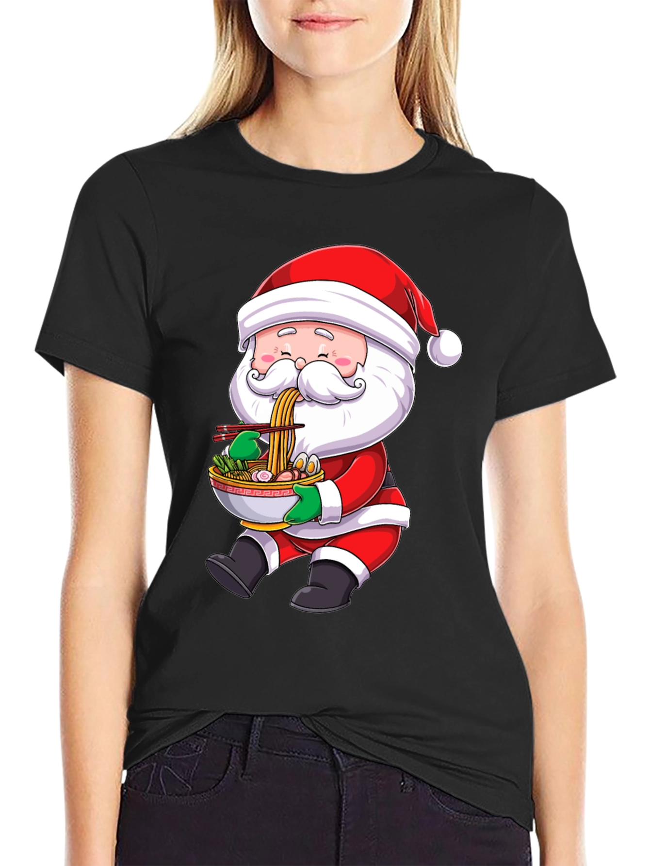 Santa Eating Ramen Graphic Tee