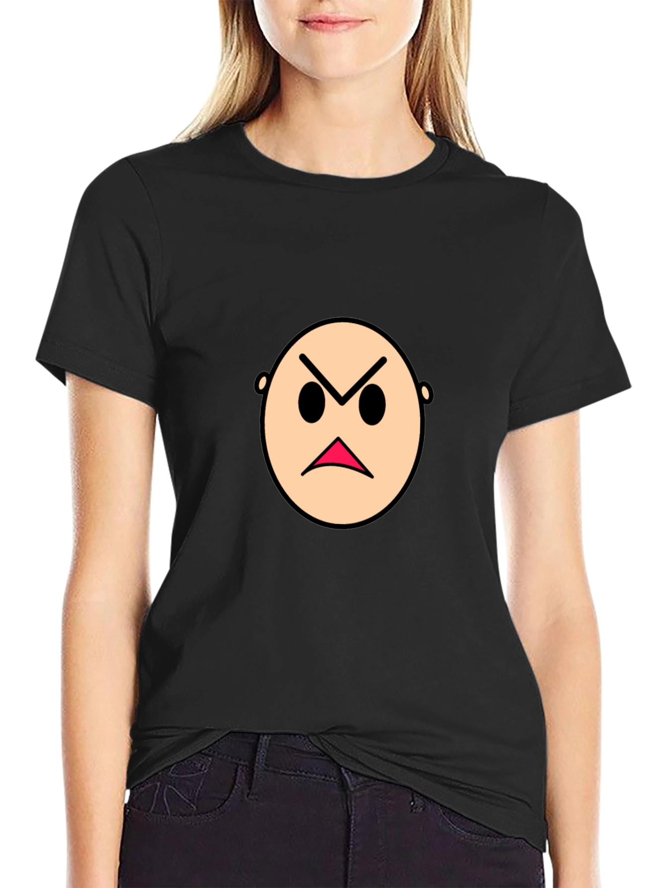 Angry Emoji Graphic Black T-Shirt