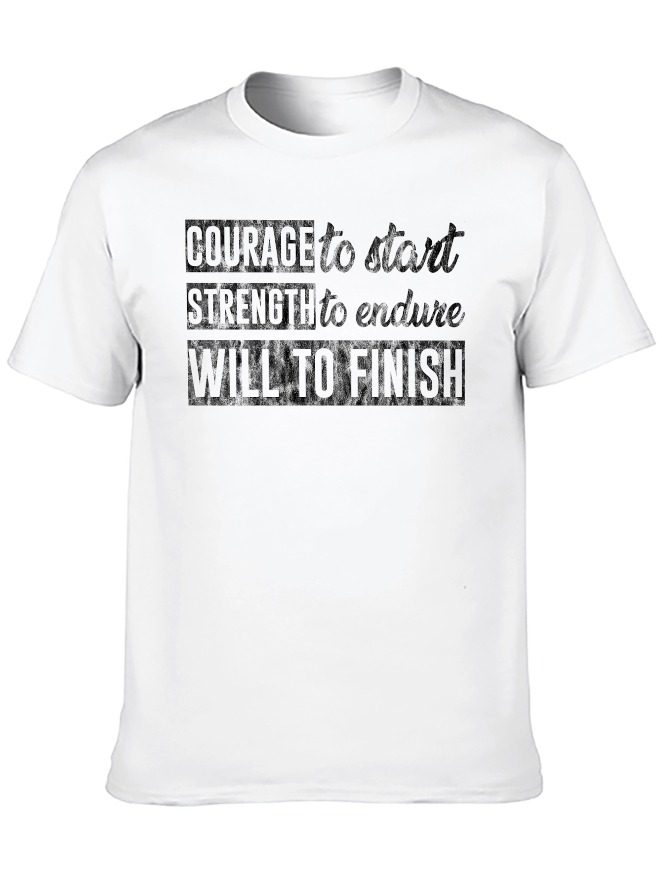 Motivational Black T-Shirt: Courage Strength Will
