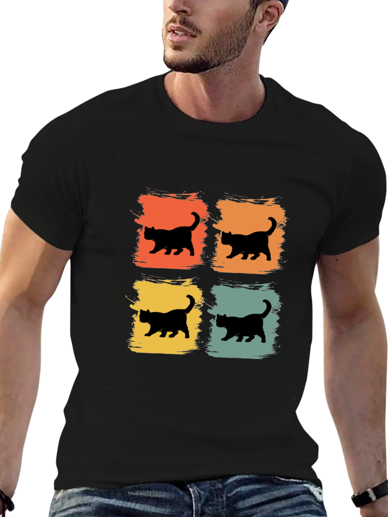 Retro Cat Silhouette T-Shirt