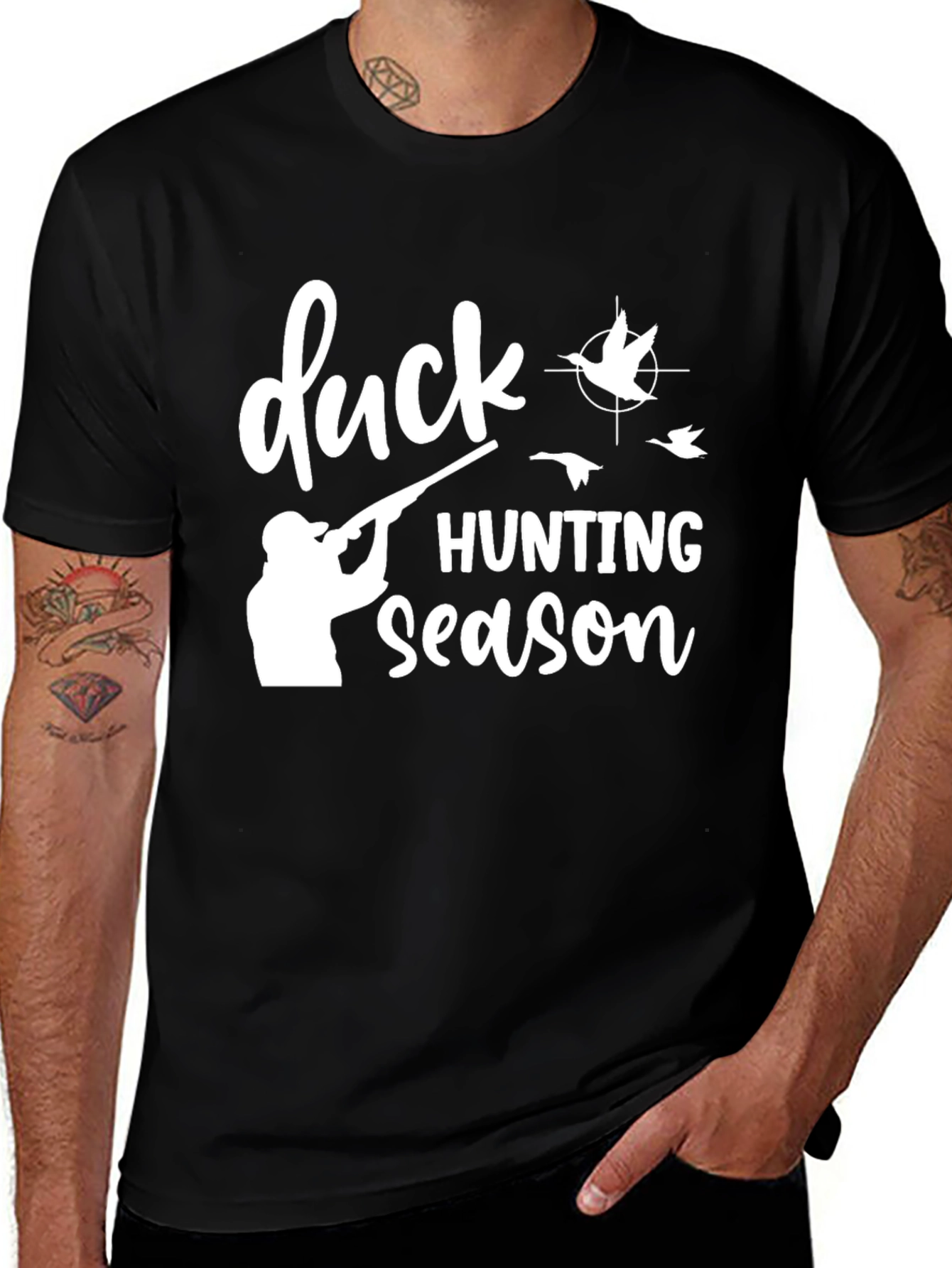 Duck Hunting Season Black Graphic T-Shirt