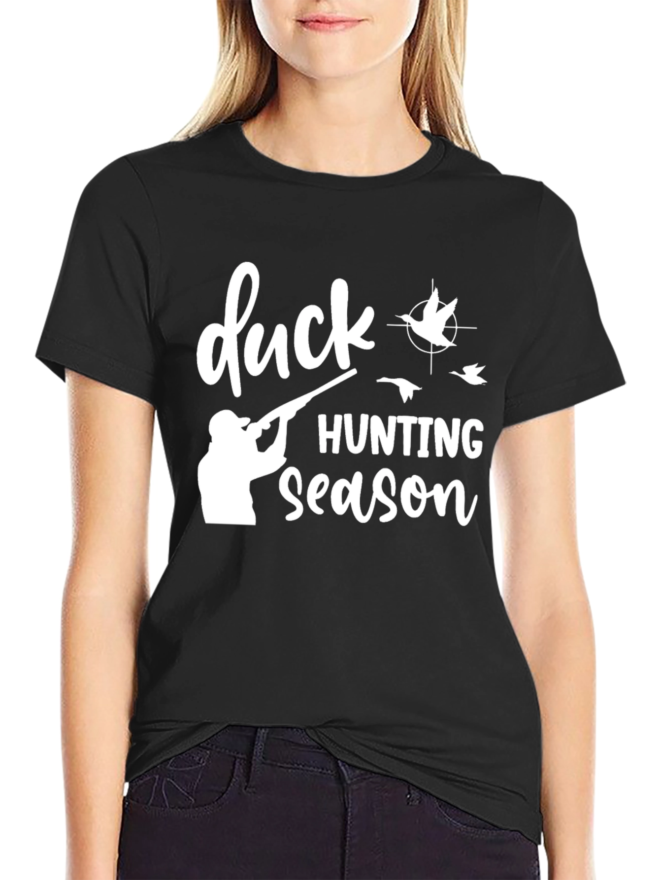 Duck Hunting Season Black Graphic T-Shirt
