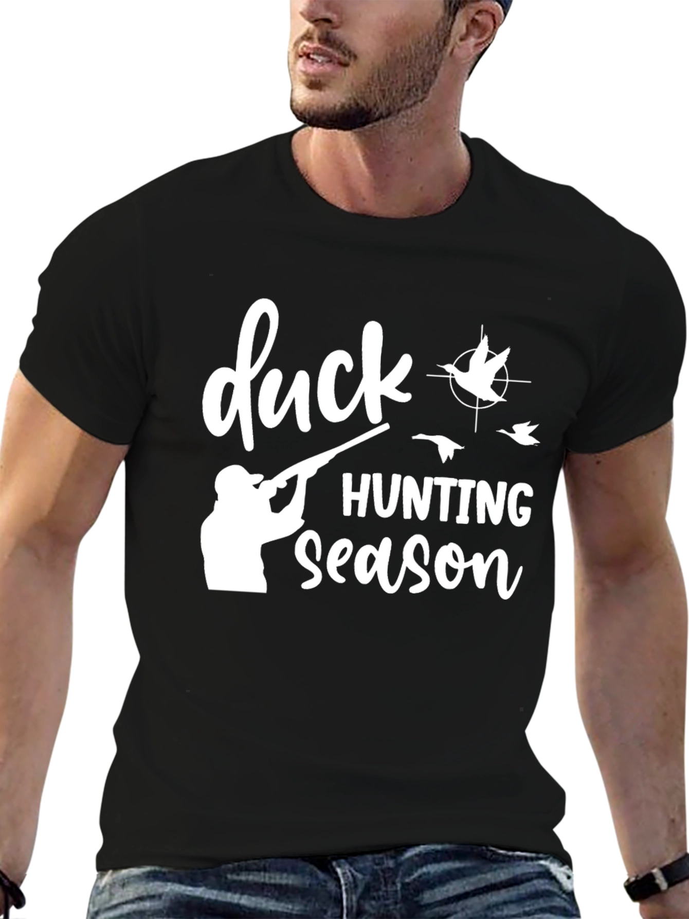 Duck Hunting Season Black Graphic T-Shirt