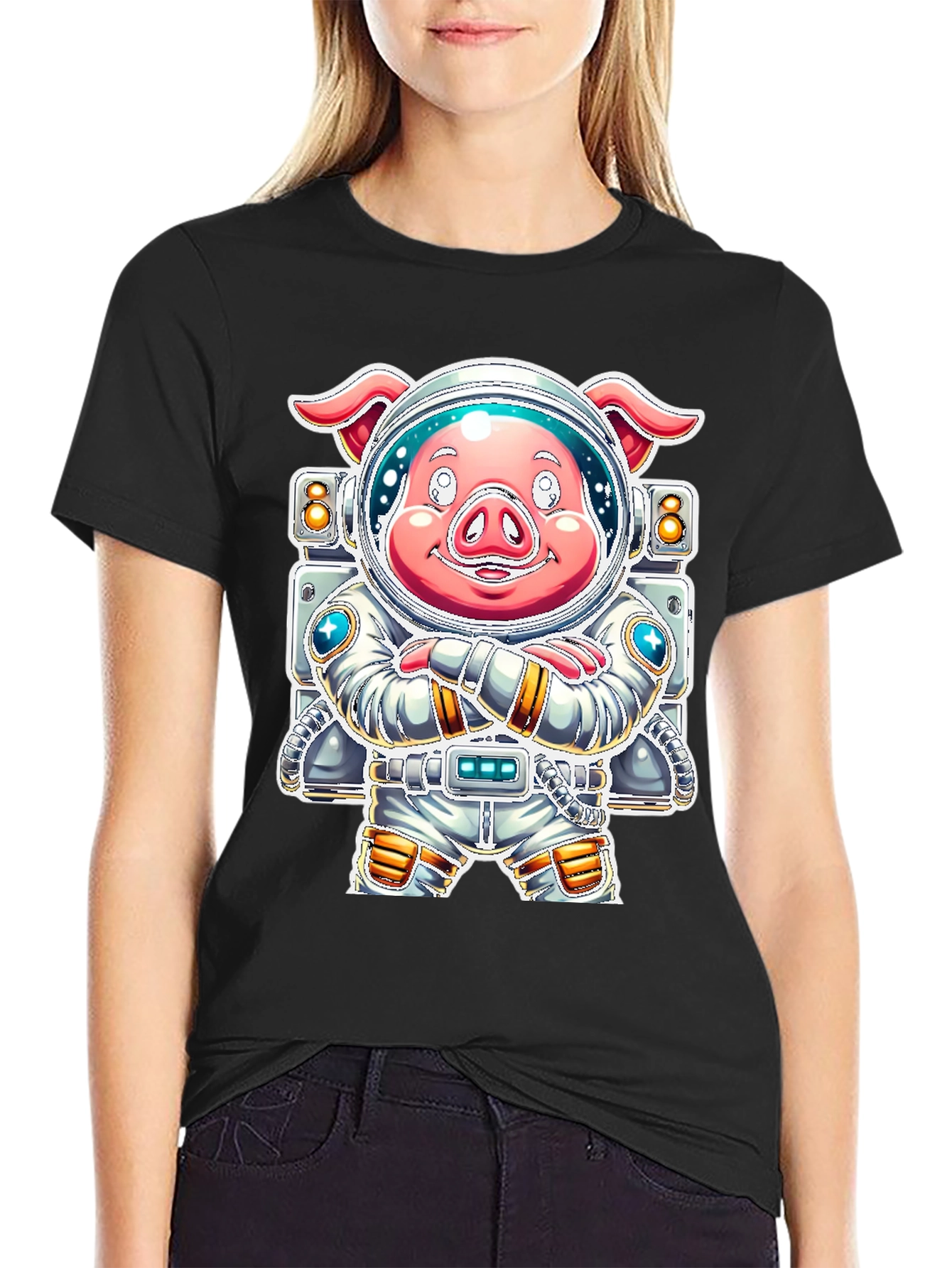 Astronaut Pig Graphic Tee - Space Adventure!