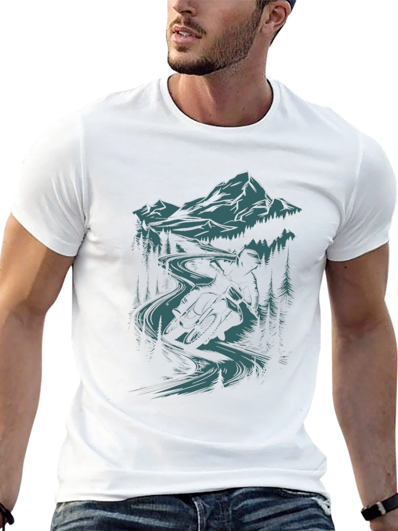 Mountain Bike Rider Graphic Tee - Black