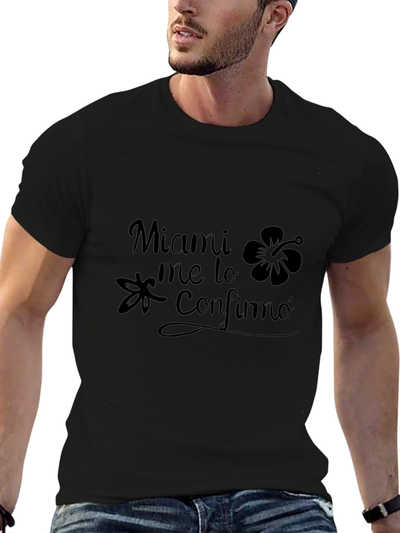 Miami Me Lo Confirmo Black Graphic Tee