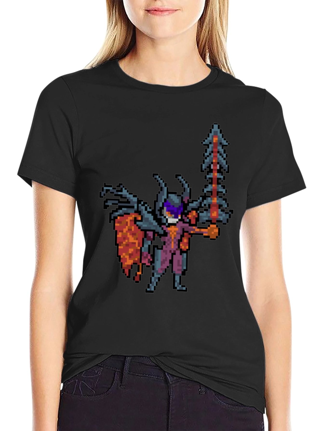 Pixel Art Warrior Black T-Shirt - Gaming Style