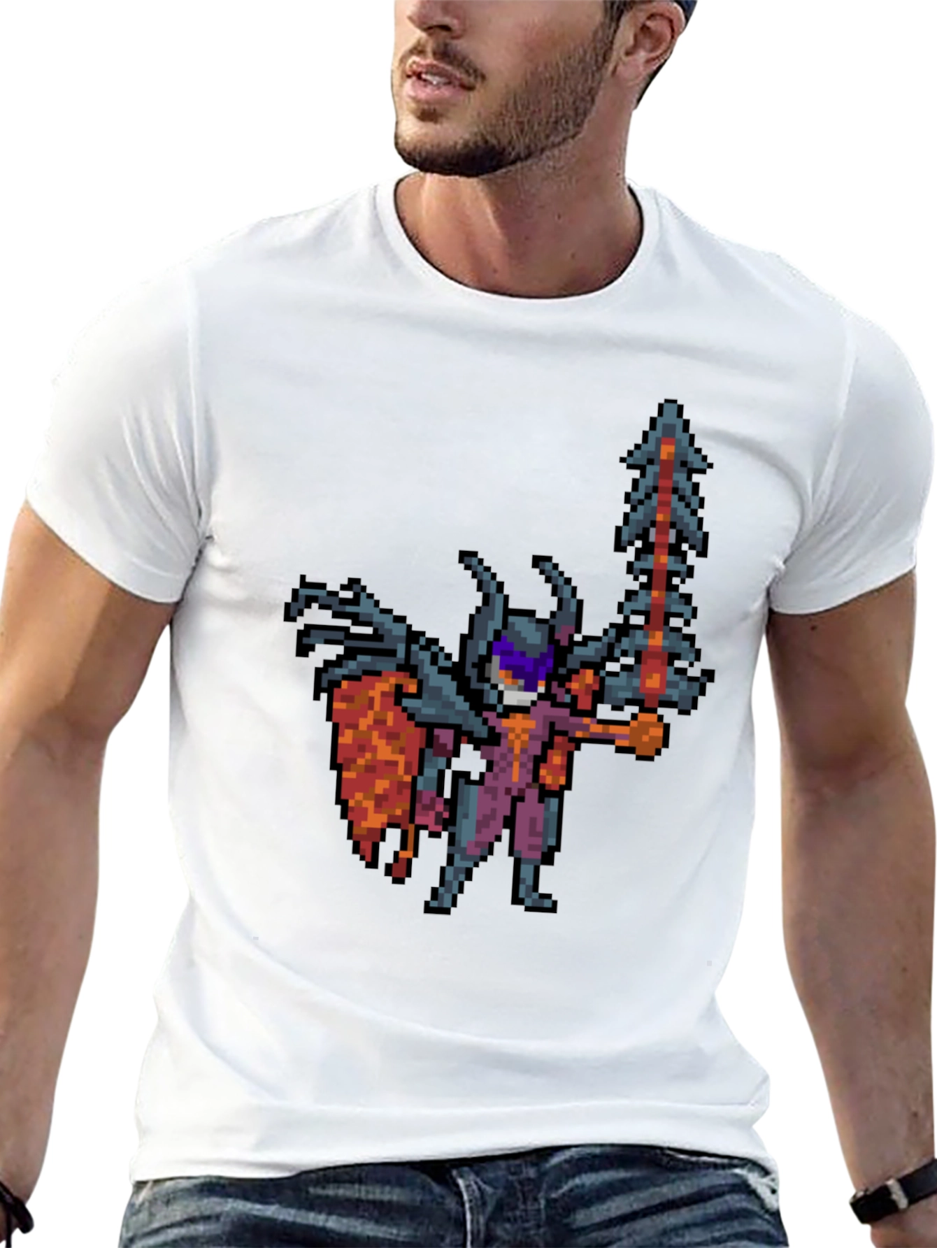 Pixel Art Warrior Black T-Shirt - Gaming Style