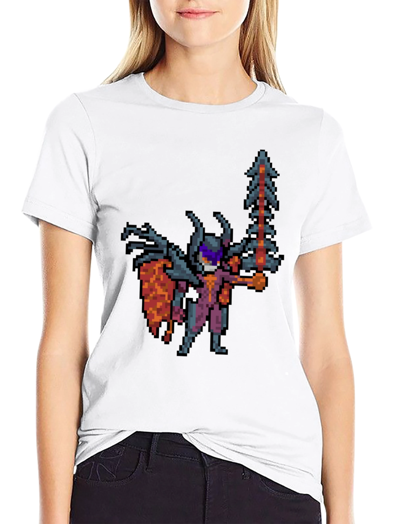Pixel Art Warrior Black T-Shirt - Gaming Style