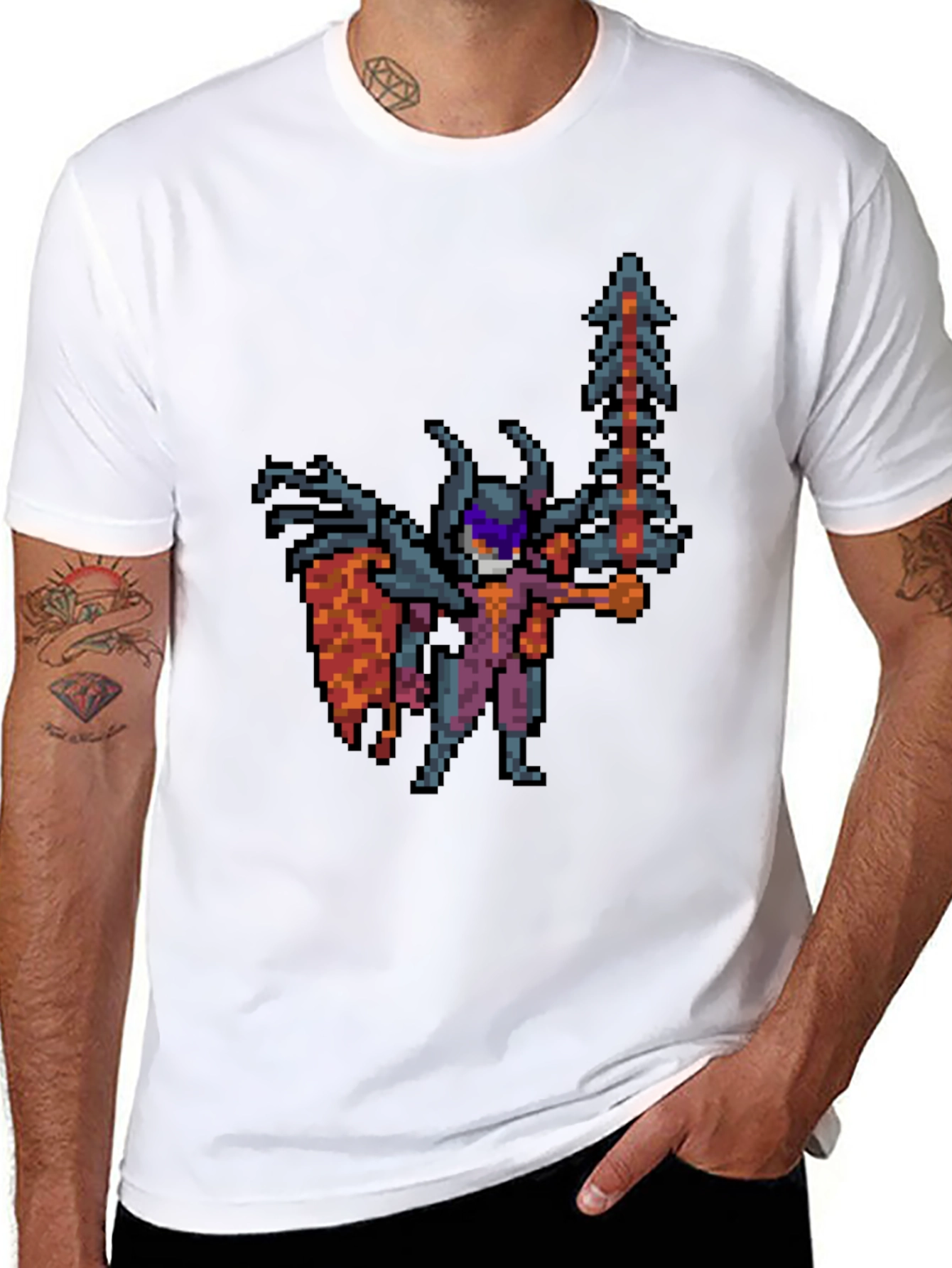 Pixel Art Warrior Black T-Shirt - Gaming Style