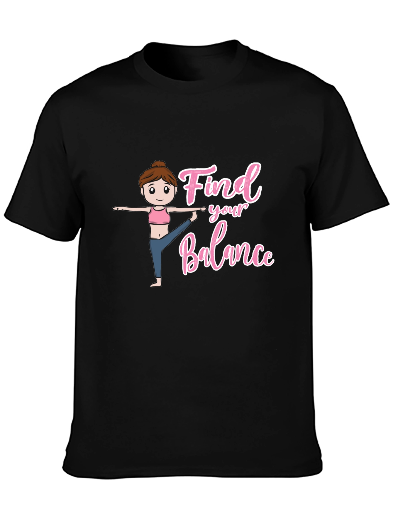 Find Your Balance Yoga Tee - Black Graphic T-Shirt