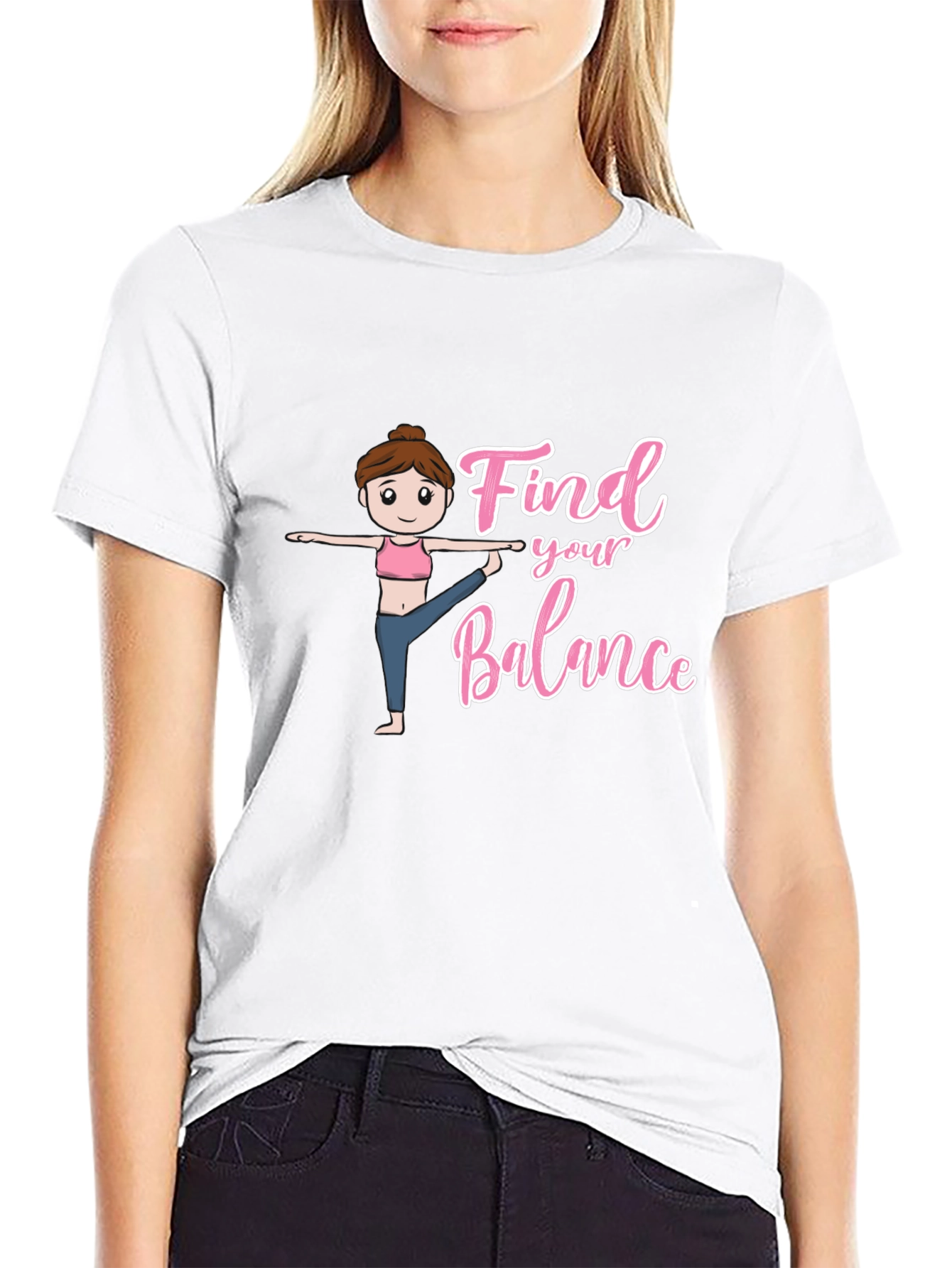 Find Your Balance Yoga Tee - Black Graphic T-Shirt
