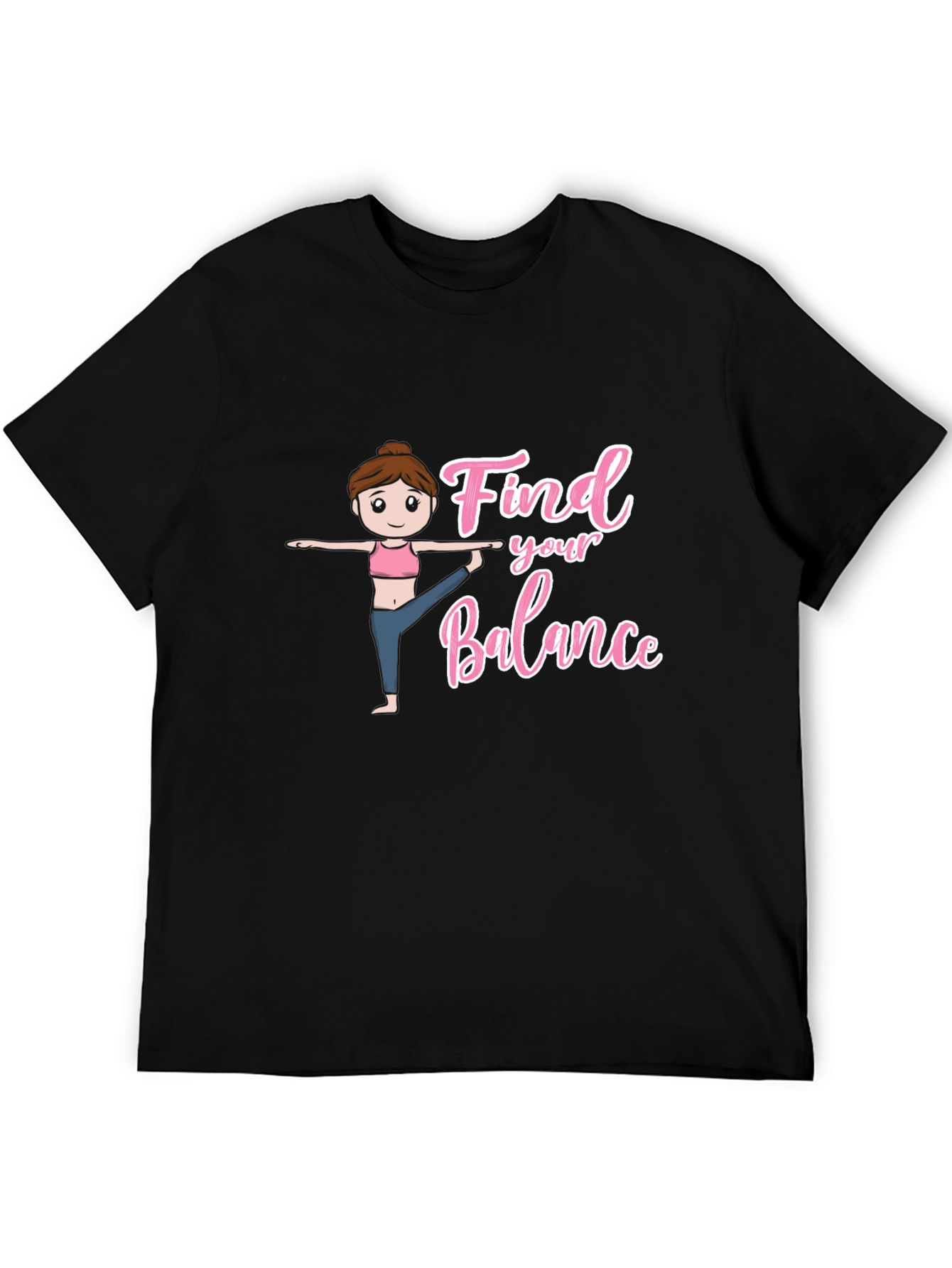 Find Your Balance Yoga Tee - Black Graphic T-Shirt