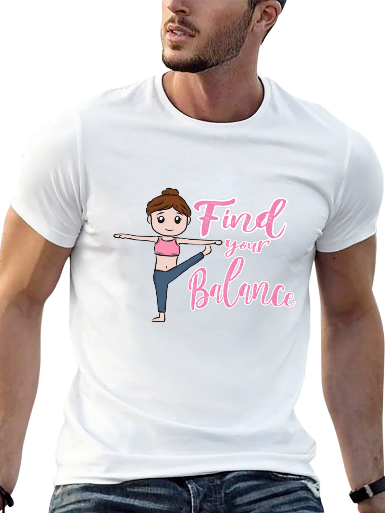 Find Your Balance Yoga Tee - Black Graphic T-Shirt