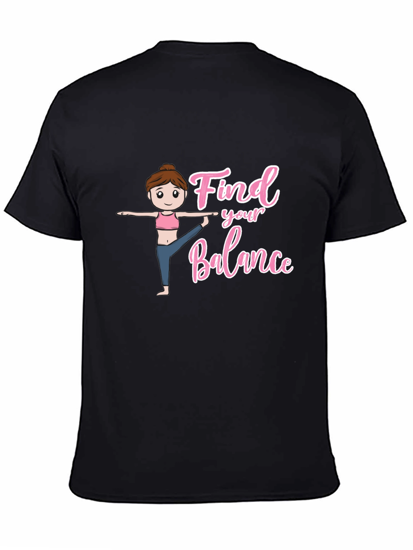 Find Your Balance Yoga Tee - Black Graphic T-Shirt