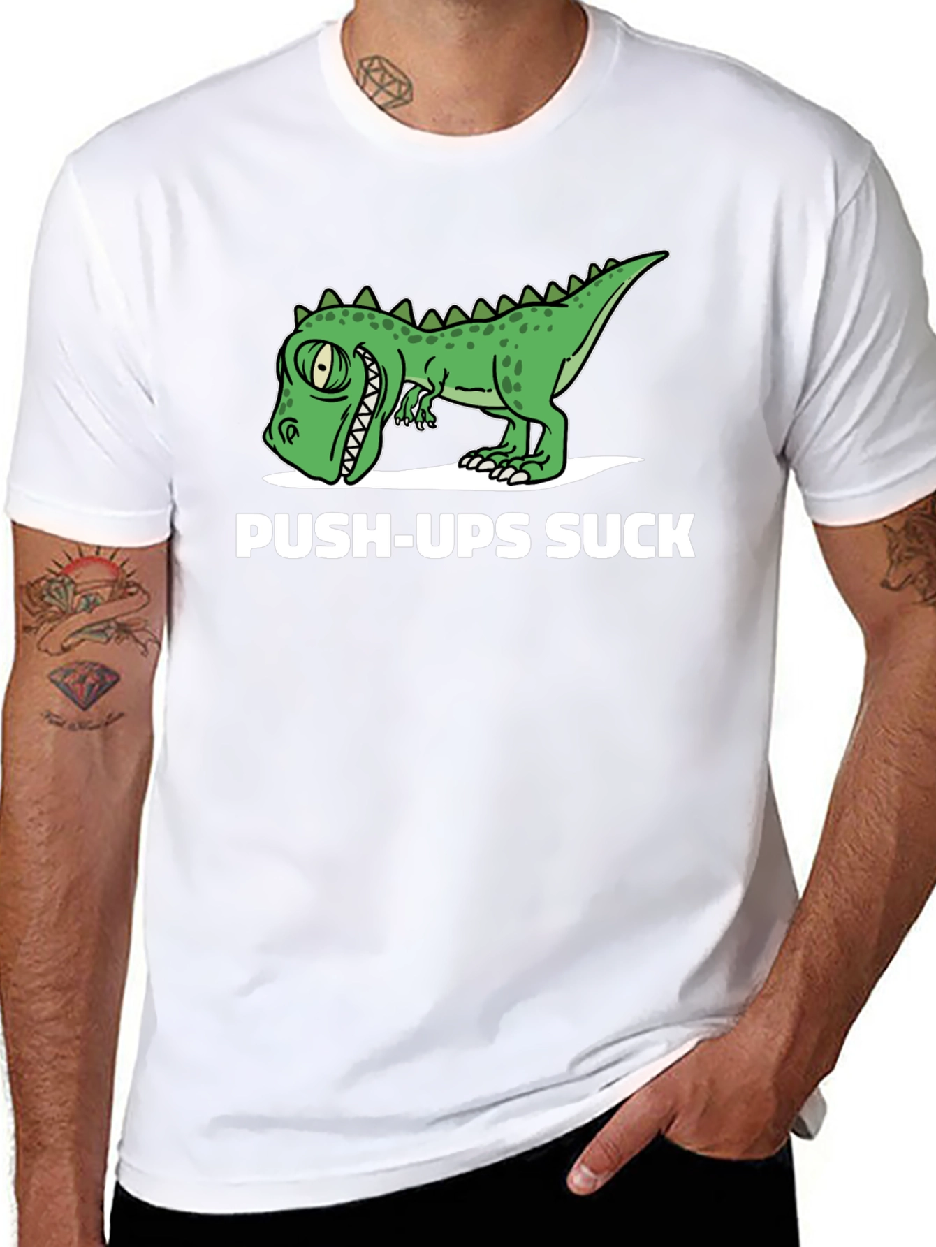 Funny Dinosaur Push-Ups Suck Graphic T-Shirt