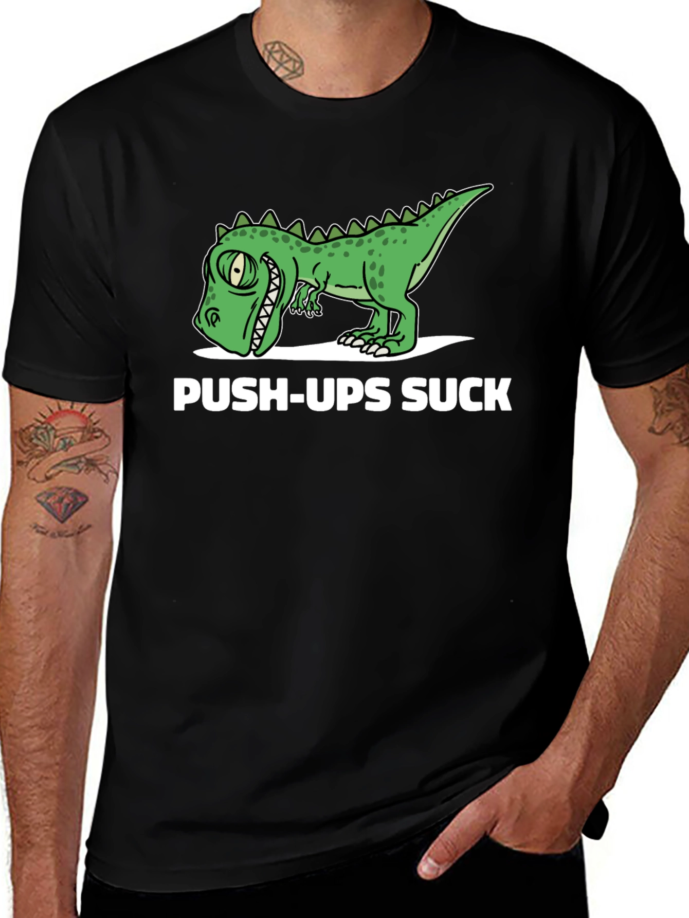 Funny Dinosaur Push-Ups Suck Graphic T-Shirt