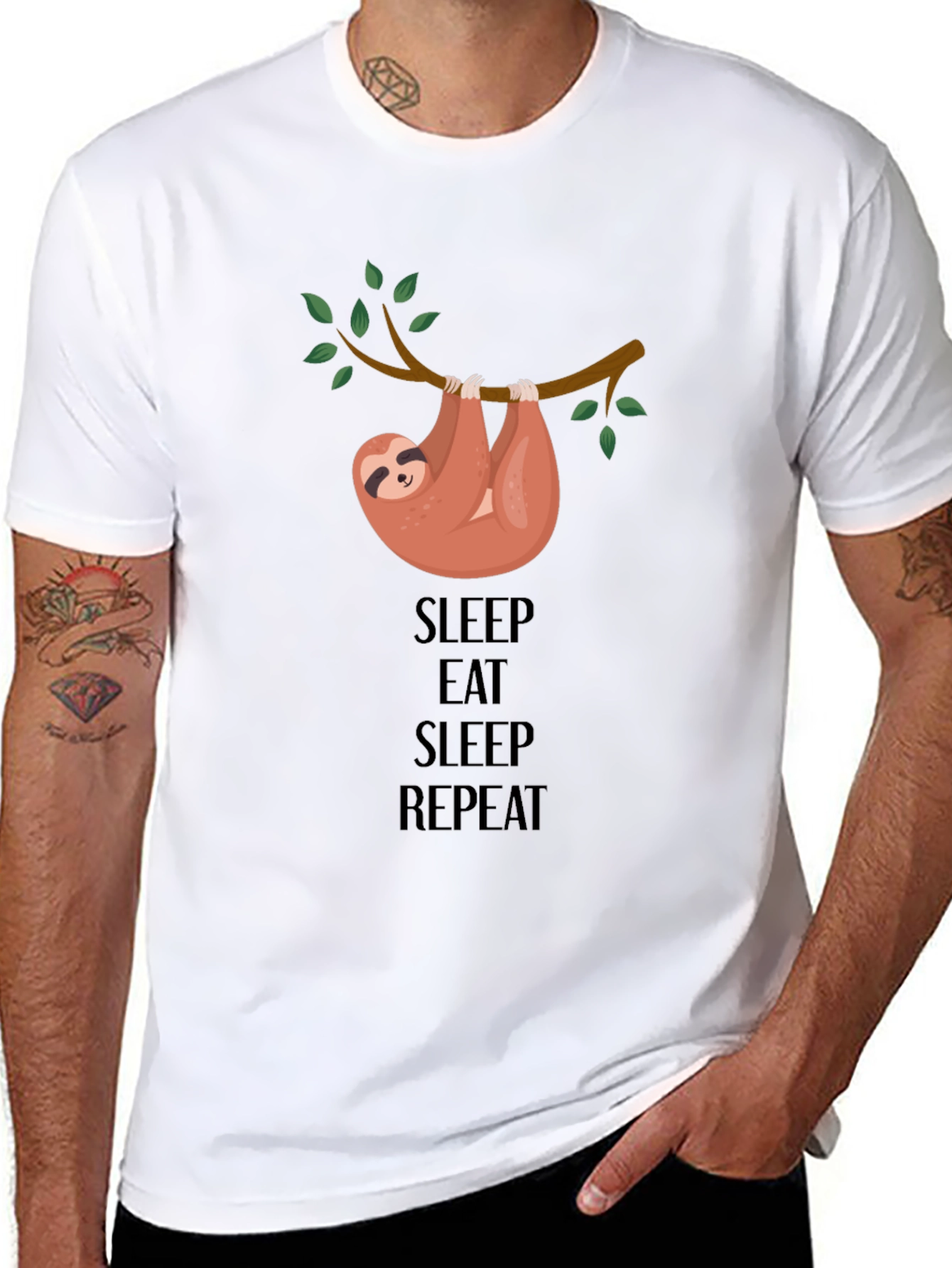 Sleep Eat Repeat Sloth Graphic Tee