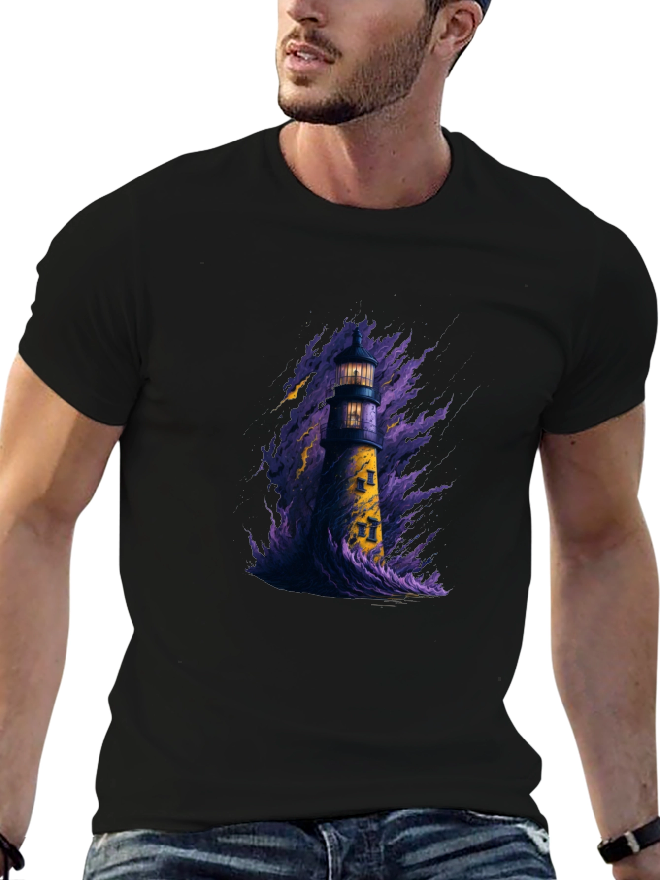 Lighthouse Graphic Tee - Dark Storm Design