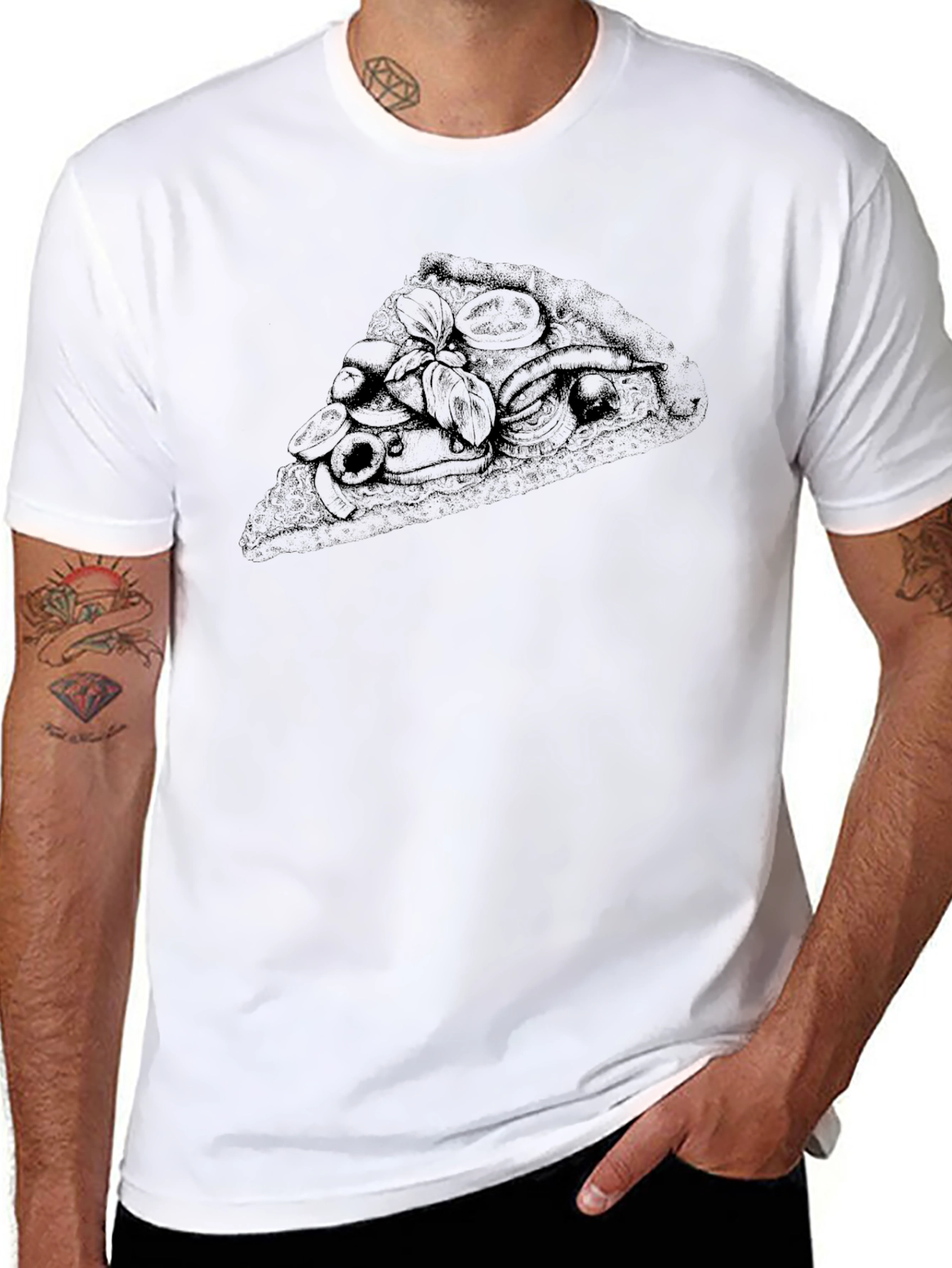 Pizza Slice Graphic Black T-Shirt