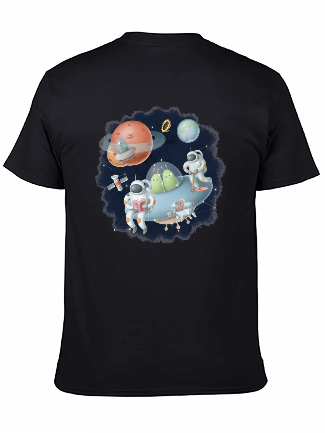 Cosmic Crew Graphic Tee - Black Cotton Blend