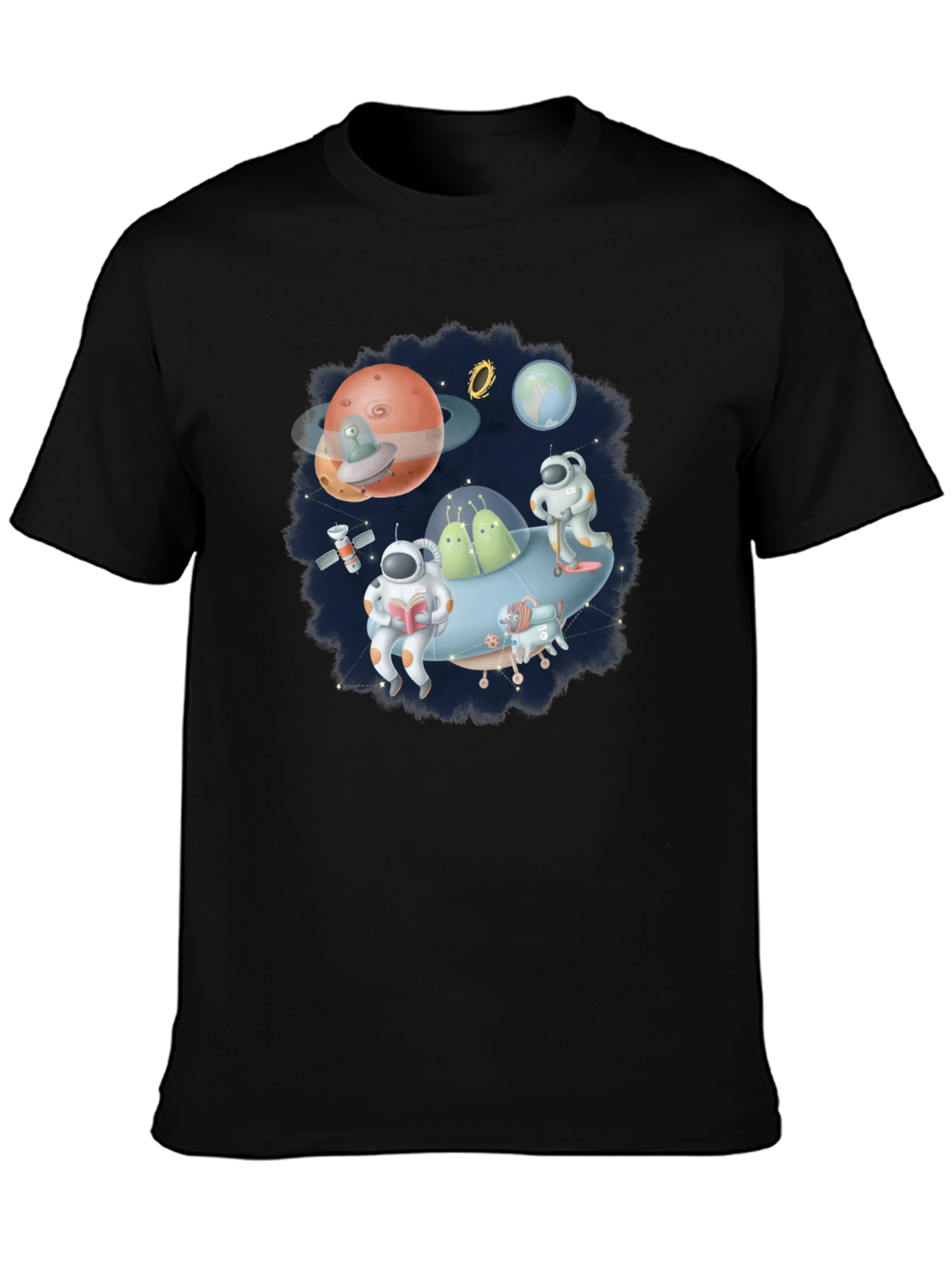 Cosmic Crew Graphic Tee - Black Cotton Blend