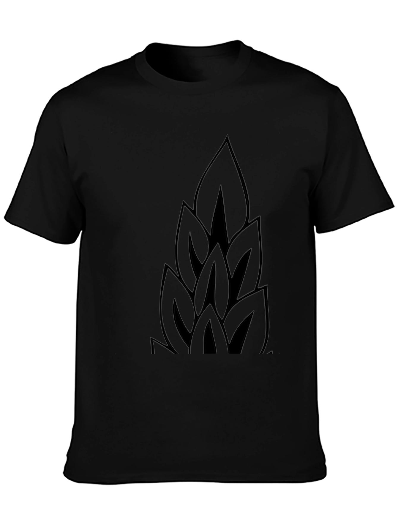 Mens Black T-Shirt with Abstract Leaf Design