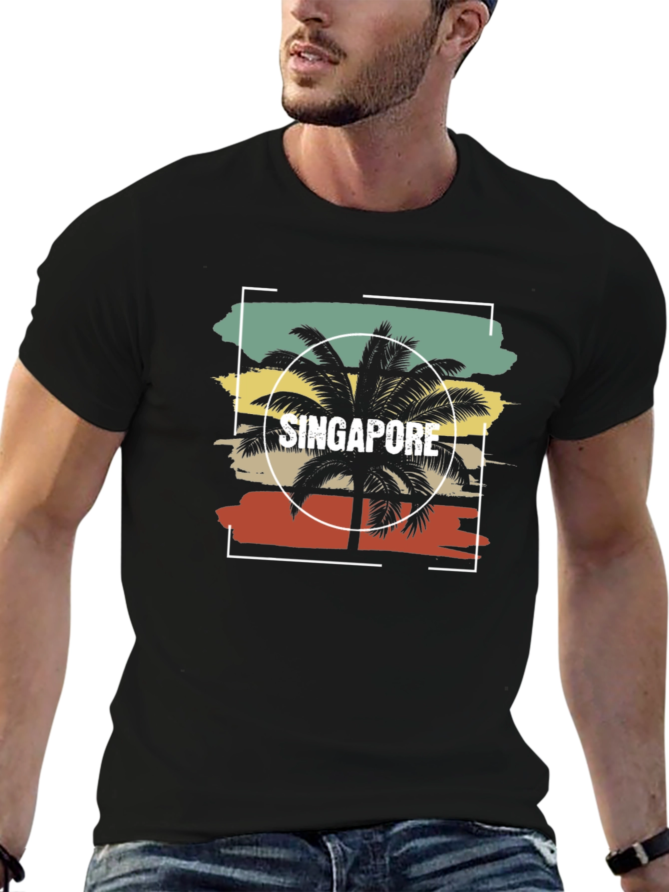 Singapore Palm Tree Retro T-Shirt