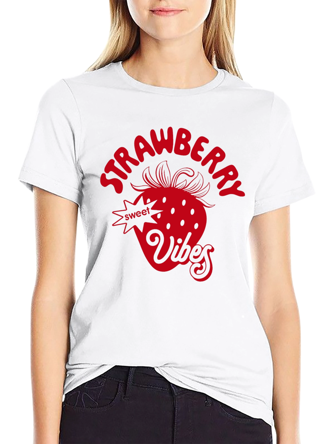 Strawberry Vibes Graphic Tee - Black