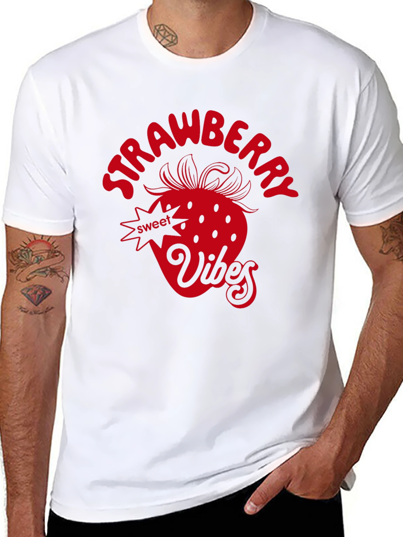 Strawberry Vibes Graphic Tee - Black