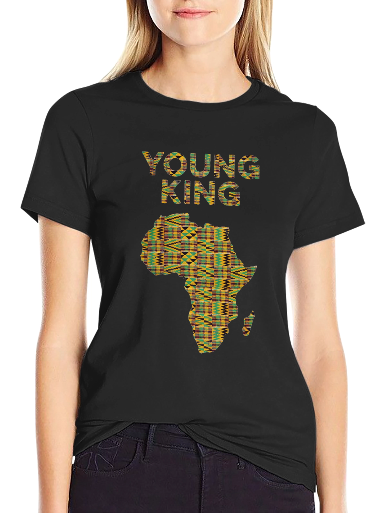 Young King Black T-Shirt Africa Design