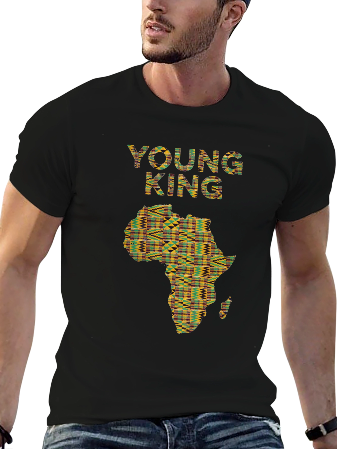 Young King Black T-Shirt Africa Design