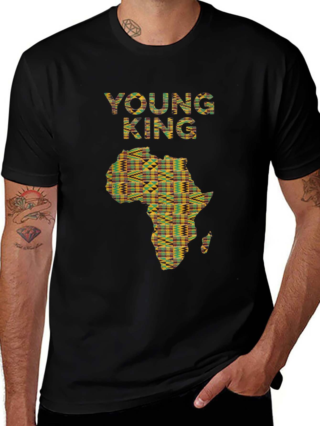 Young King Black T-Shirt Africa Design
