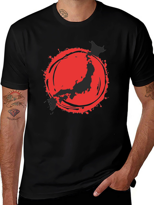 Japanese Flag Graphic Tee - Black Cotton Blend